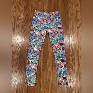 LuLaRoe OS Leggings with Zebra and Floral Print